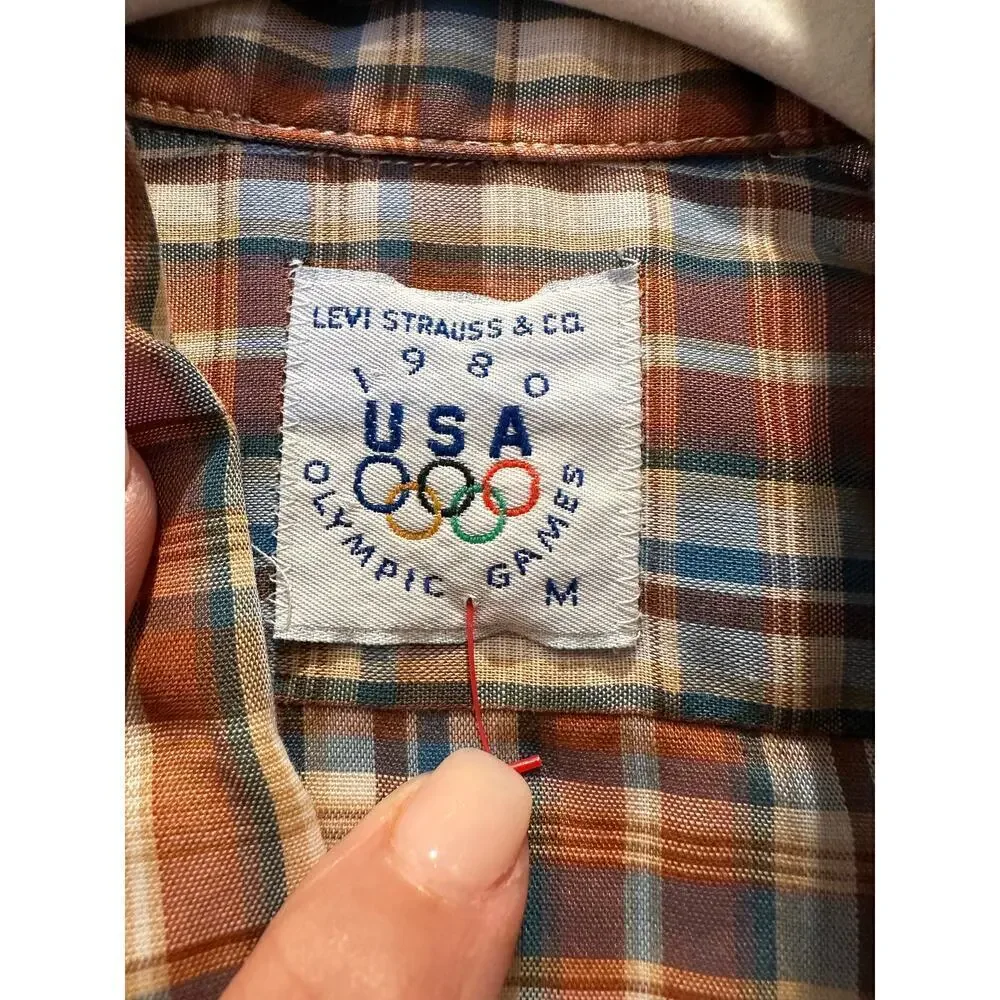 Vintage Levi's Strauss & Co. 1980 USA Olympic Games Button Up Shirt Size M